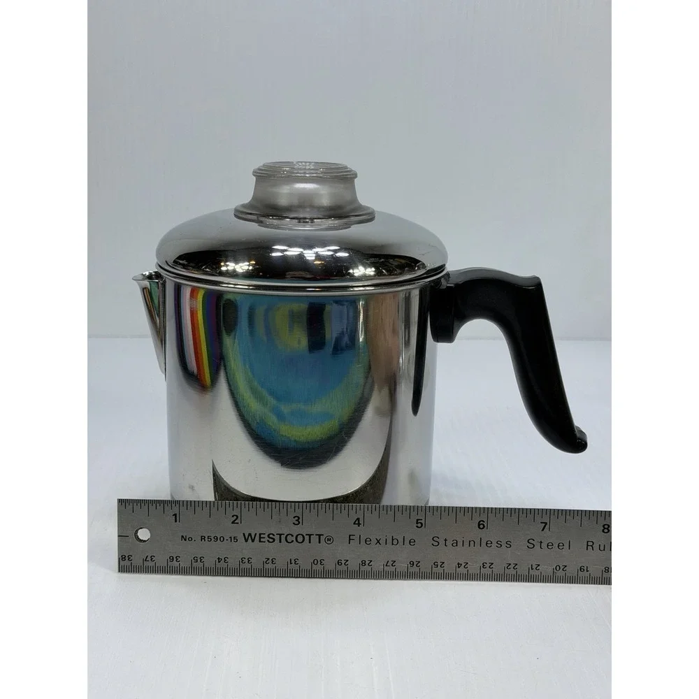 Vintage Revere Ware RARE 5 Cup Percolator Coffee Pot 83 Copper Bottom 1801 USA